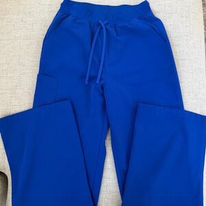 High Waisted Wide Leg Galaxy Blue Mandala Scrub Pants (Small Tall)